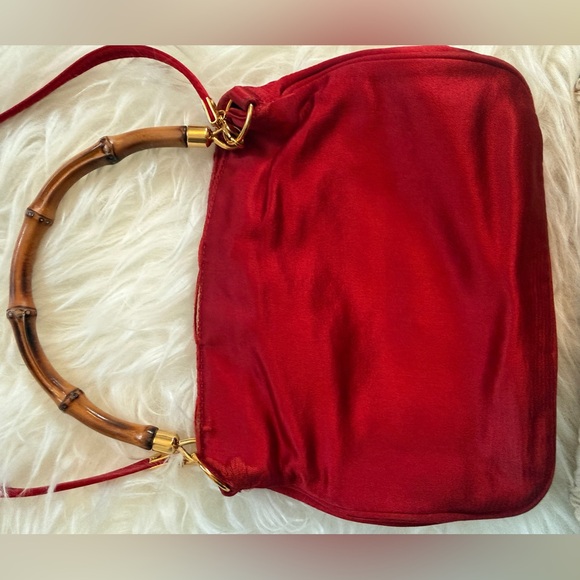 Gucci Red Bamboo Handle Two Way Bag - Picture 5 of 12